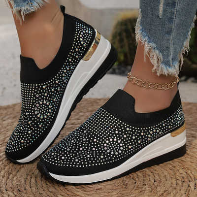 Symphony - Damen Freizeit Strass Slip-On Schuhe