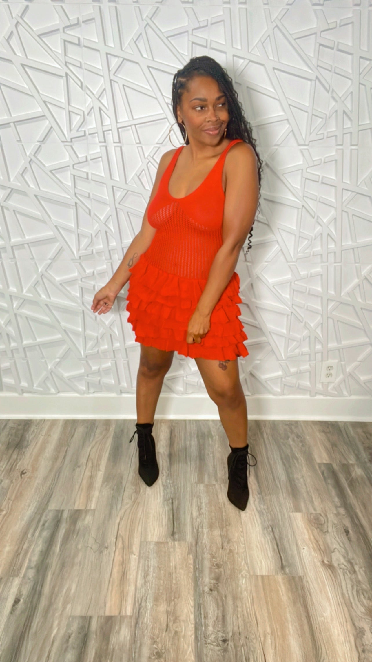 Let’s Tussle in Ruffle Knit Dress